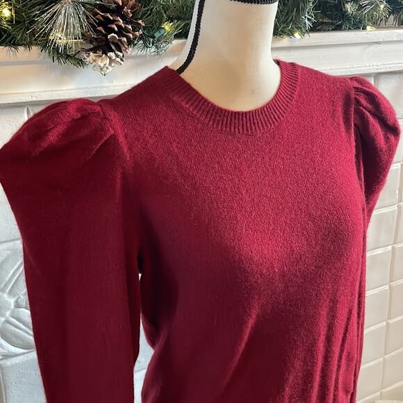 Frame Women's Cashmere Sweater Puff Shoulder Red Size Large Retails $428 - Picture 3 of 6
